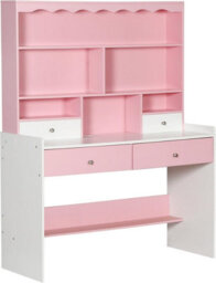 Hygrad Built to Survive Wooden Pink/white Free Standing Study Table Desk With Shelves & Drawers For Kids Children Girls Home - thumbnail 5