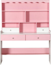 Hygrad Built to Survive Wooden Pink/white Free Standing Study Table Desk With Shelves & Drawers For Kids Children Girls Home - thumbnail 6