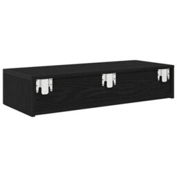 Berkfield Wall Shelf With Drawers Black 80X33X17 Cm Engineered Wood - thumbnail 6