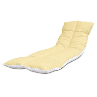 190X60Cm Sun Lounger Cushion, Polycotton Yellow Top, Elastic Straps, Multi-Use Garden, Patio, Camping, Uk Made (Pack Of 2) - image 1