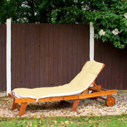190X60Cm Sun Lounger Cushion, Polycotton Yellow Top, Elastic Straps, Multi-Use Garden, Patio, Camping, Uk Made (Pack Of 2) - thumbnail 3