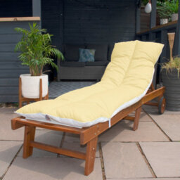 190X60Cm Sun Lounger Cushion, Polycotton Yellow Top, Elastic Straps, Multi-Use Garden, Patio, Camping, Uk Made (Pack Of 2) - thumbnail 2