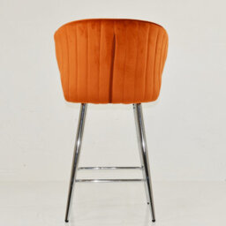Lakeland Furniture Jarrow Burnt Orange Velvet Chrome Fixed Base Bar Stool - thumbnail 6