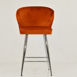 Lakeland Furniture Jarrow Burnt Orange Velvet Chrome Fixed Base Bar Stool - thumbnail 3