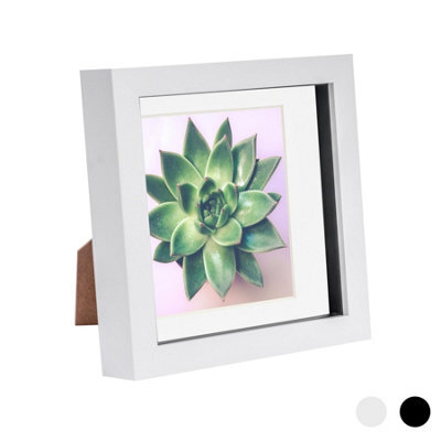 "Nicola Spring 3D Box Photo Frame - 6 X 6"" With 4 X 4"" Mount - White/white" - image 1