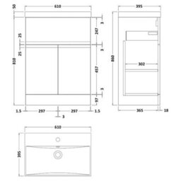 Dezine Yukon 600mm Satin White Floor Standing Vanity Unit, With Top Drawer - thumbnail 2