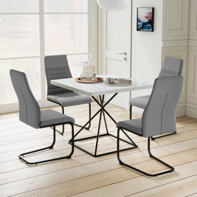 Dining Chair Set Of 4 Armless Kitchen Chair-Grey Modern - image 1