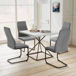Dining Chair Set Of 4 Armless Kitchen Chair-Grey Modern - thumbnail 1