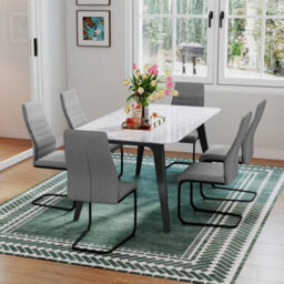 Dining Chair Set Of 4 Armless Kitchen Chair-Grey Modern - thumbnail 3