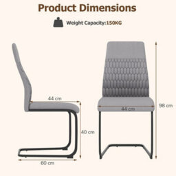 Dining Chair Set Of 4 Armless Kitchen Chair-Grey Modern - thumbnail 2