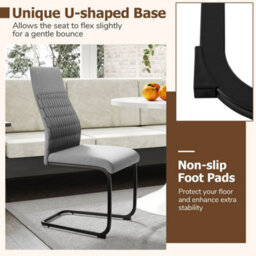 Dining Chair Set Of 4 Armless Kitchen Chair-Grey Modern - thumbnail 5