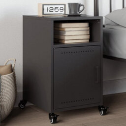 Berkfield Bedside Cabinet Black 36X39X59 Cm Steel - thumbnail 1