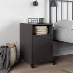 Berkfield Bedside Cabinet Black 36X39X59 Cm Steel - thumbnail 3