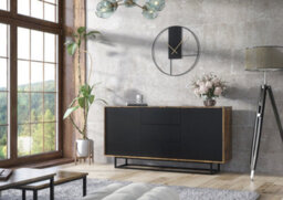 Vista Loft Sideboard 140Cm Industrial Rustic & Black Matt Doors - Creative Furniture - thumbnail 6