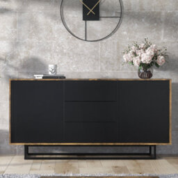 Vista Loft Sideboard 140Cm Industrial Rustic & Black Matt Doors - Creative Furniture