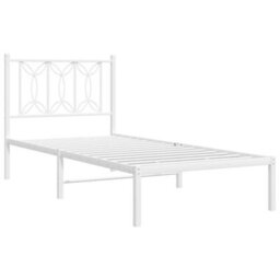 Berkfield Metal Bed Frame Without Mattress With Headboard White 90X200Cm - thumbnail 3