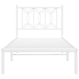 Berkfield Metal Bed Frame Without Mattress With Headboard White 90X200Cm - thumbnail 4