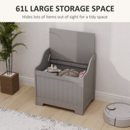 Wyld Haus Ralofa Grey Storage Chest 61L - Compact Mdf Organizer For Blankets, Toys And Household Items - thumbnail 4
