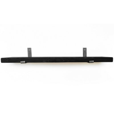 Toolty Rustic Handmade Wall Shelf, Wall Mounted, 180Cm X 17.5Cm Up Design, Black Ash, Handcrafted Vintage Style - image 1