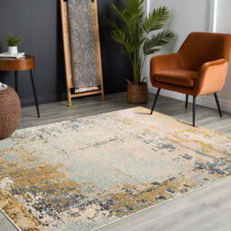 Livabliss City-Abstract Yellow Grey Blue Modern Marble Living Dining Bedroom Rug 160 X 220 Cm Easy Care, Non Shedding - thumbnail 2