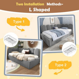 Btm 3Ft Upholstered Daybed 90X190 Cm, Sofa Bed With Hydraulic Storage, Metal Slatted Frame, Velvet, Grey, No Mattress - thumbnail 5