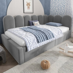 Btm 3Ft Upholstered Daybed 90X190 Cm, Sofa Bed With Hydraulic Storage, Metal Slatted Frame, Velvet, Grey, No Mattress - thumbnail 8