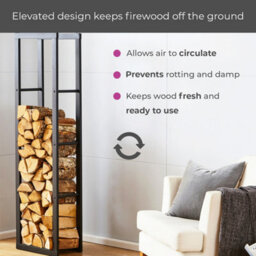 Neo Tall Black Firewood Log Rack - thumbnail 3