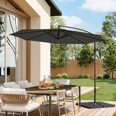 Living And Home 3M Large Rotatable Garden Sun Shade Cantilever Parasol Patio Hanging Banana Umbrella Crank Tilt With Square Base, Black - image 1