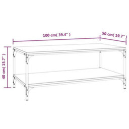 Berkfield Industrial Coffee Table Smoked Oak 100X50X40 Cm Engineered Wood - thumbnail 8