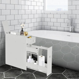 Costway Bathroom Slim Floor Cabinet Narrow Wooden Toilet Floor Cabinet W/ Drawers - thumbnail 6