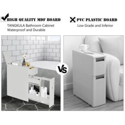 Costway Bathroom Slim Floor Cabinet Narrow Wooden Toilet Floor Cabinet W/ Drawers - thumbnail 7