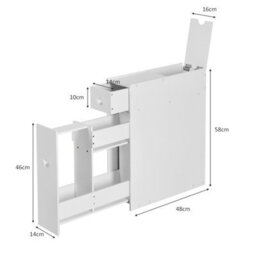 Costway Bathroom Slim Floor Cabinet Narrow Wooden Toilet Floor Cabinet W/ Drawers - thumbnail 2