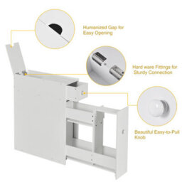 Costway Bathroom Slim Floor Cabinet Narrow Wooden Toilet Floor Cabinet W/ Drawers - thumbnail 9