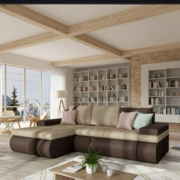 Oslo Mini Living Room Corner Sofa Bed With Storage Hr Foam Wave Springs Wooden Frame 245X182X90Cm Beige And Brown Left - thumbnail 3