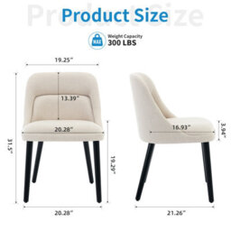 Set Of 2 Linen Fabric Dining Chairs Padded Kitchen Chair (W)52Cm (D)54Cm (H)80Cm- Beige - thumbnail 3