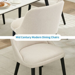 Set Of 2 Linen Fabric Dining Chairs Padded Kitchen Chair (W)52Cm (D)54Cm (H)80Cm- Beige - thumbnail 5