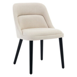 Set Of 2 Linen Fabric Dining Chairs Padded Kitchen Chair (W)52Cm (D)54Cm (H)80Cm- Beige - thumbnail 2