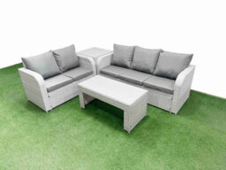 Fimous 5 Seater Pe Rattan Wicker Garden Furniture Conservatory Sofa Set Oblong Coffee Table Side Table - thumbnail 2