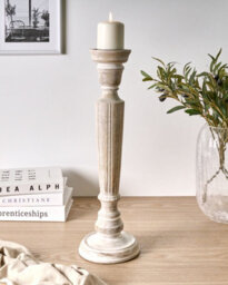 Beliani Candle Holder Mallawi Mango Wood 50 Cm Light Brown - thumbnail 2