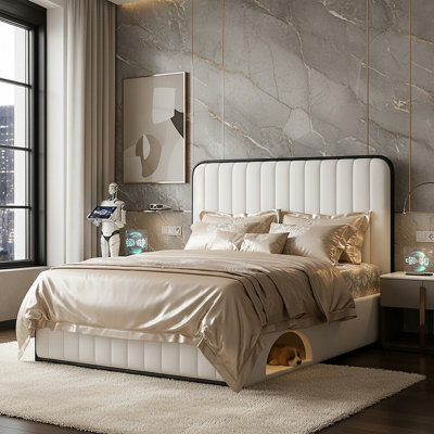 Harmin Stylish Modern Double Bed With Built-In Pet Nook Comfort And Elegance Combined - image 1