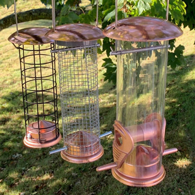 Selections Copper Style Hanging Bird Feeders Seed, Nut And Suet Fat Ball (Set Of 3) - image 1