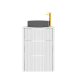 Royal Bathrooms Avenza 600mm Matt White Floor Standing Countertop Bathroom Vanity Unit 3 Drawer With Art Round Black Basin - thumbnail 6
