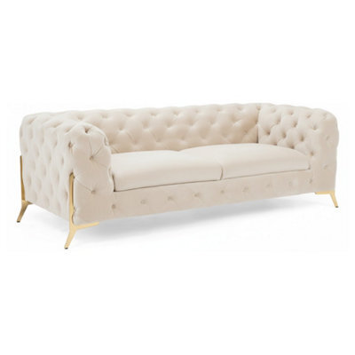 Stratus Interiors Modern Italian Chesterfield Sofa Plush Velvet 3 Seater 195W - image 1