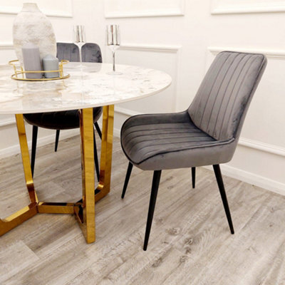 Stratus Interiors Dido Velvet Dining Chair - Elegant Modern Upholstered Seating For Livingroom And Kitchen - Gray - image 1