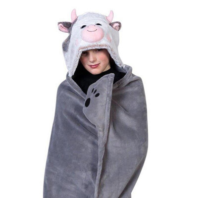 Noxxiez Kids Animal Hooded Blanket - Cow - image 1