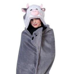 Noxxiez Kids Animal Hooded Blanket - Cow - thumbnail 1