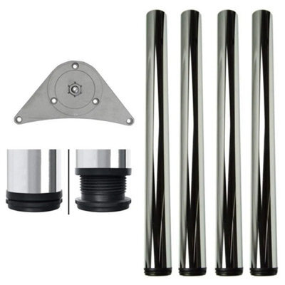 4 X Heavy Duty Adjustable Chrome Table Legs / Breakfast Bar / Desk - 820mm-850mm - image 1
