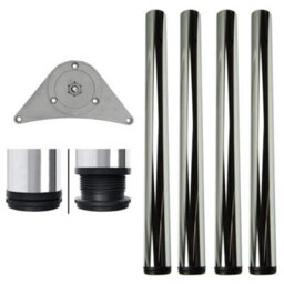 4 X Heavy Duty Adjustable Chrome Table Legs / Breakfast Bar / Desk - 820mm-850mm