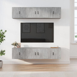 Berkfield 6 Piece Tv Cabinet Set Concrete Grey Engineered Wood - thumbnail 1