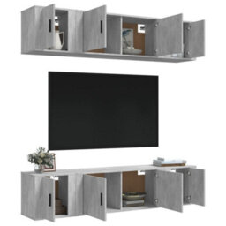 Berkfield 6 Piece Tv Cabinet Set Concrete Grey Engineered Wood - thumbnail 3